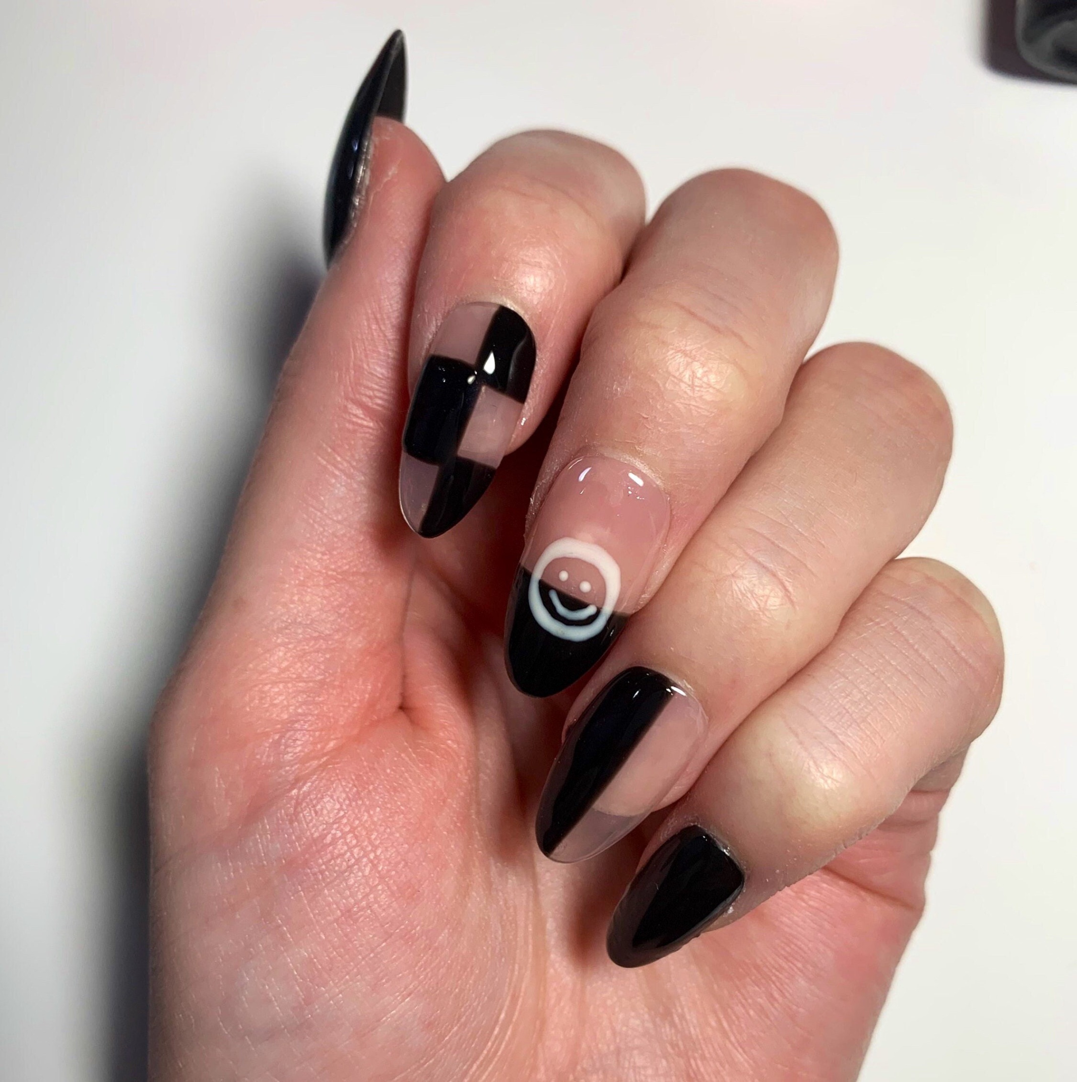 almond nail designs black Bulan 1 Black Nail Designs/ Almond Nails/ Press on Nails/ Glue on Nails