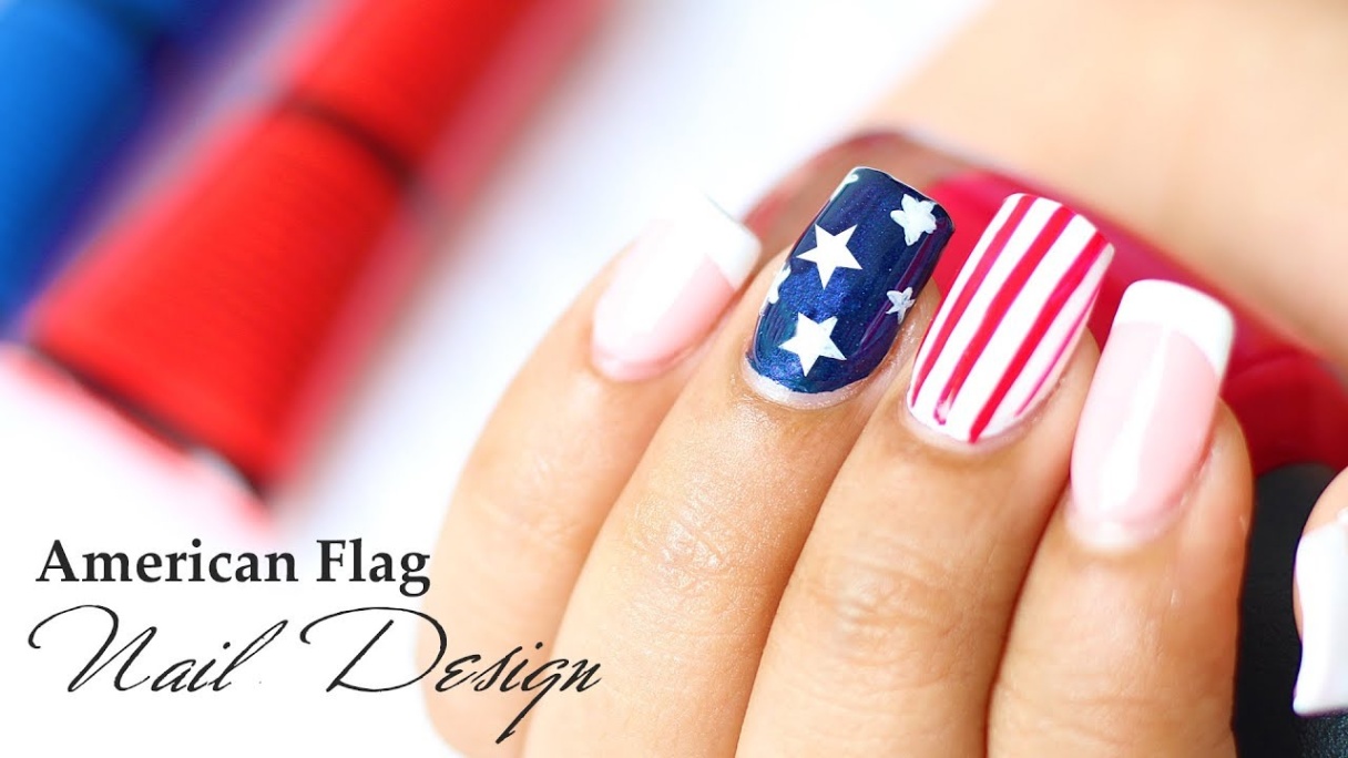 american flag design for nails Bulan 3 American Flag Nail Design  Patriotic th July Independence Day USA