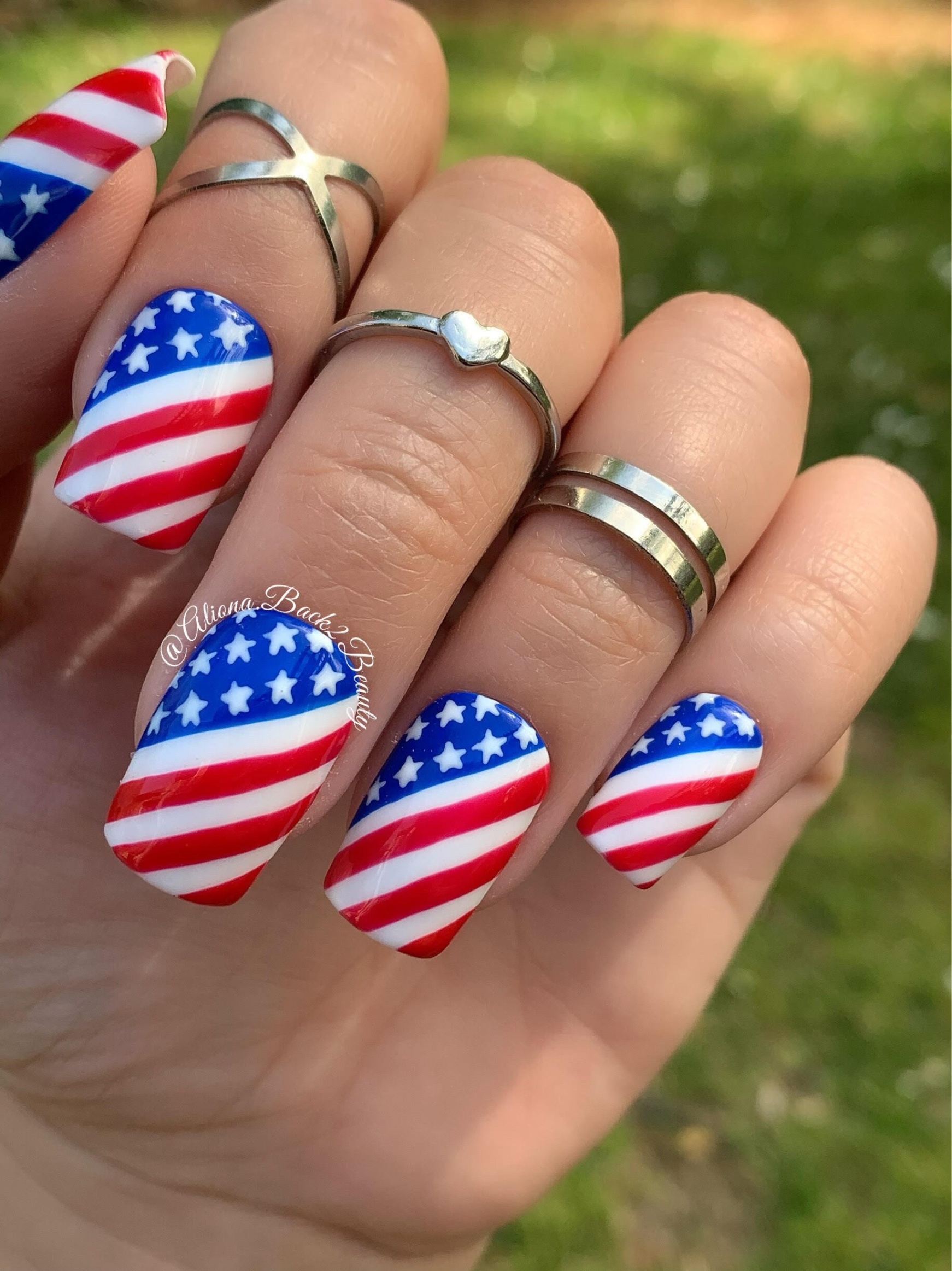 american flag design for nails Bulan 3 American Flag Press on Nails/ th of July Nails/ Reusable
