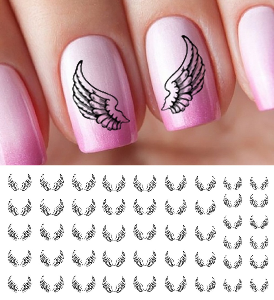 angel wings nail design Bulan 5 Angel Wings Water Slide Nail Art Decals - Salon Quality